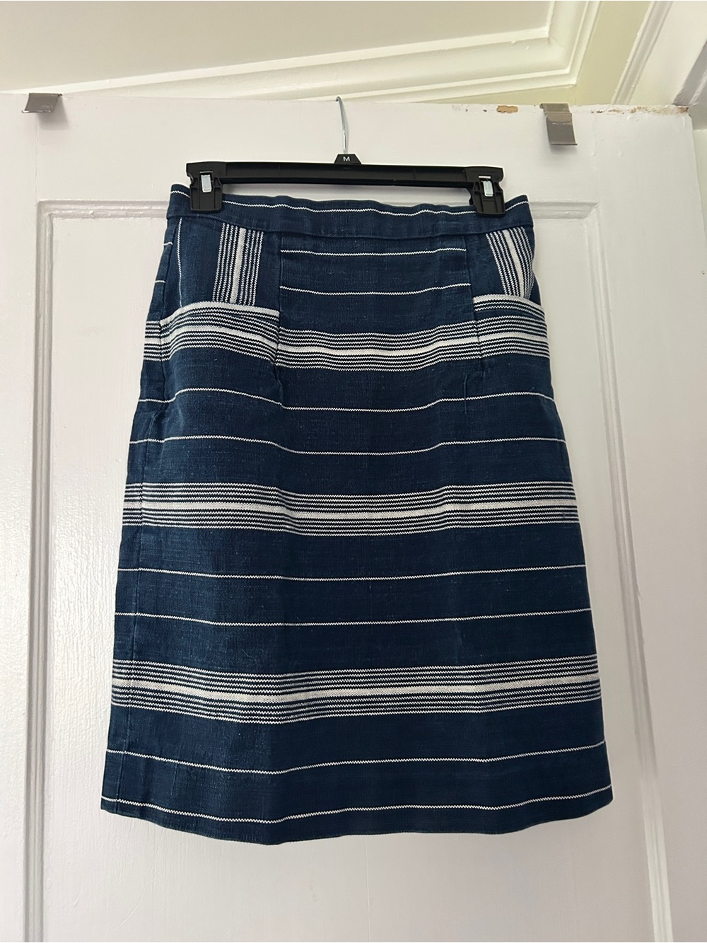 Striped Navy Denim Pencil Skirt S
